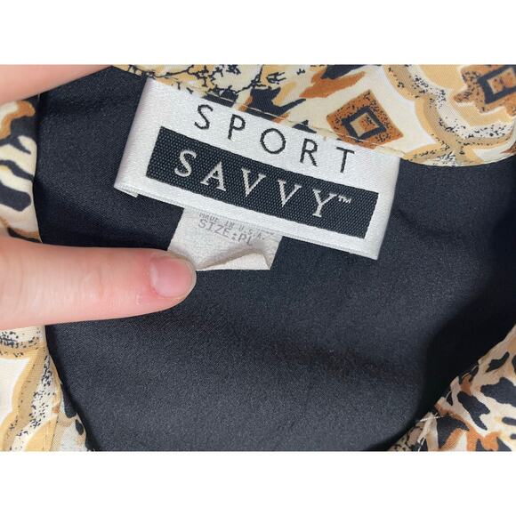 Sport Savvy 90s Vintage Mixed Patchwork Windbreaker Jacket SZ Large PL Cheetah - Picture 5 of 5